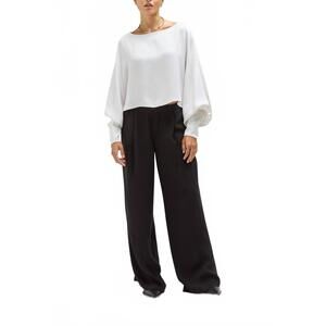 NEW CARESTE carole silk boatneck bolero top in brilliant white